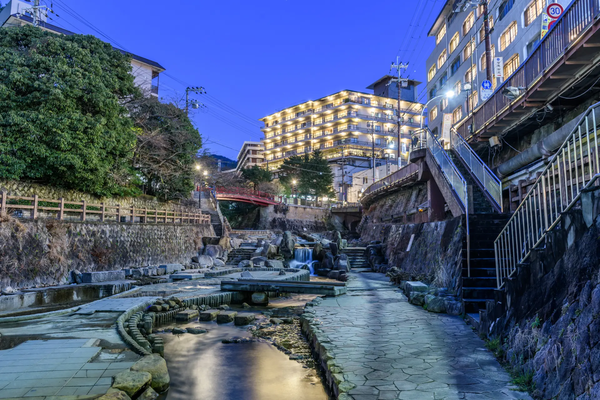 Arima Onsen in hyogo, Japan - One of Japan's three oldest hot spring towns featuring unique gold and silver colored mineral waters in traditional mountain setting near Kobe.