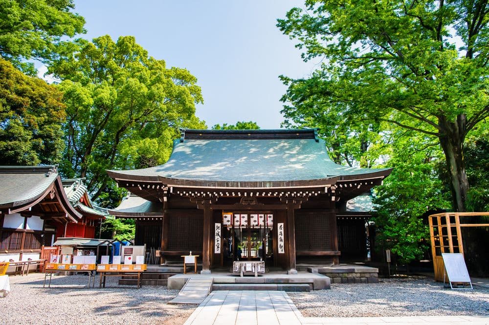 Kawagoe Hikawa Shrine in saitama, Japan - A romantic 1,500-year-old shrine famous for matchmaking blessings, the summer Wind Chime Festival with thousands of glass chimes, and photogenic red torii gates.