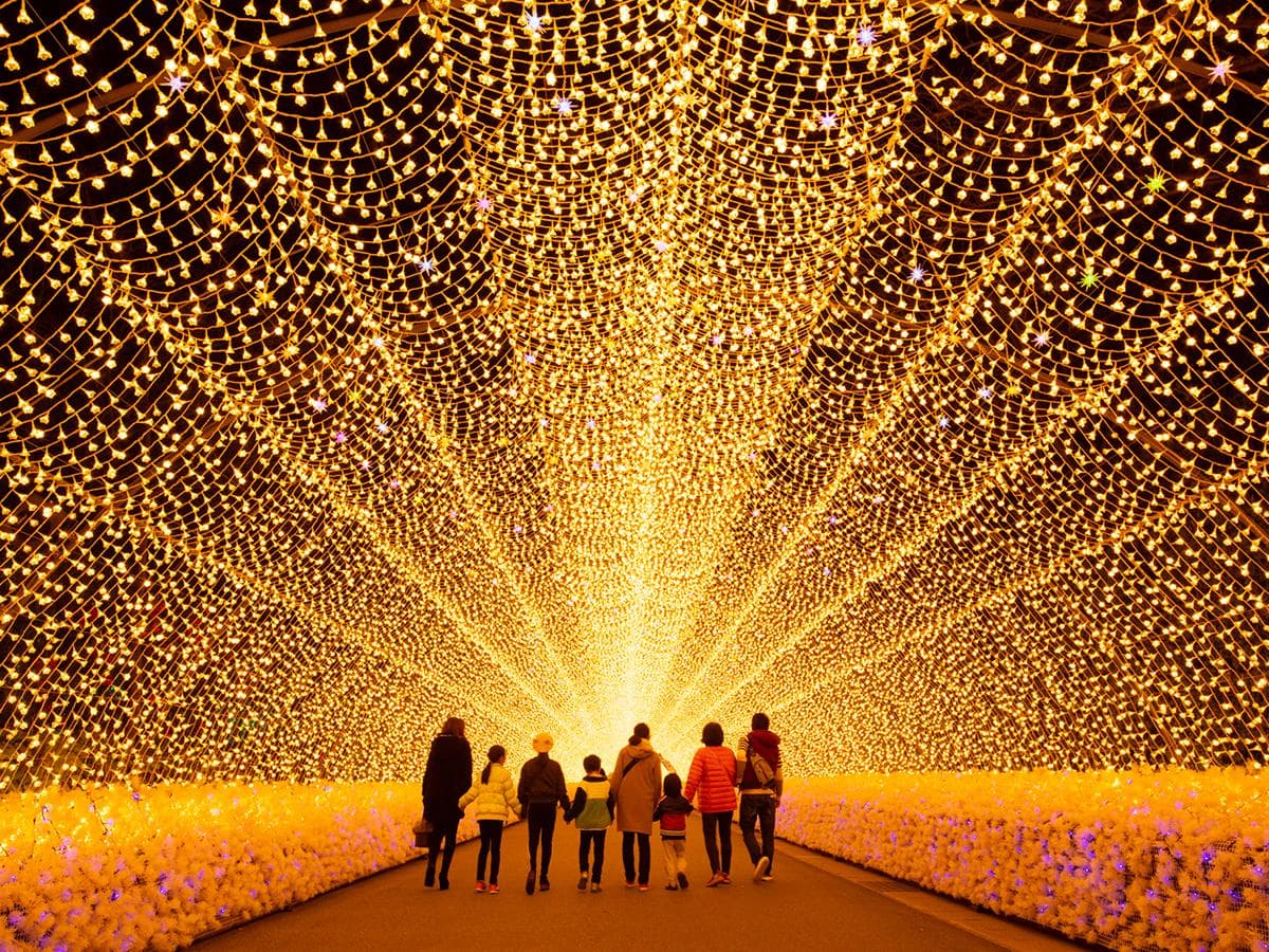 Nabana no Sato in mie, Japan - Spectacular flower park featuring seasonal displays year-round and Japan's largest winter illumination with millions of LED lights.