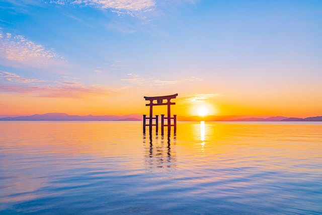 Lake Biwa in shiga, Japan - Japan's largest freshwater lake offering scenic cruises, waterfront cycling, historic temples, and stunning mountain backdrops near Kyoto.