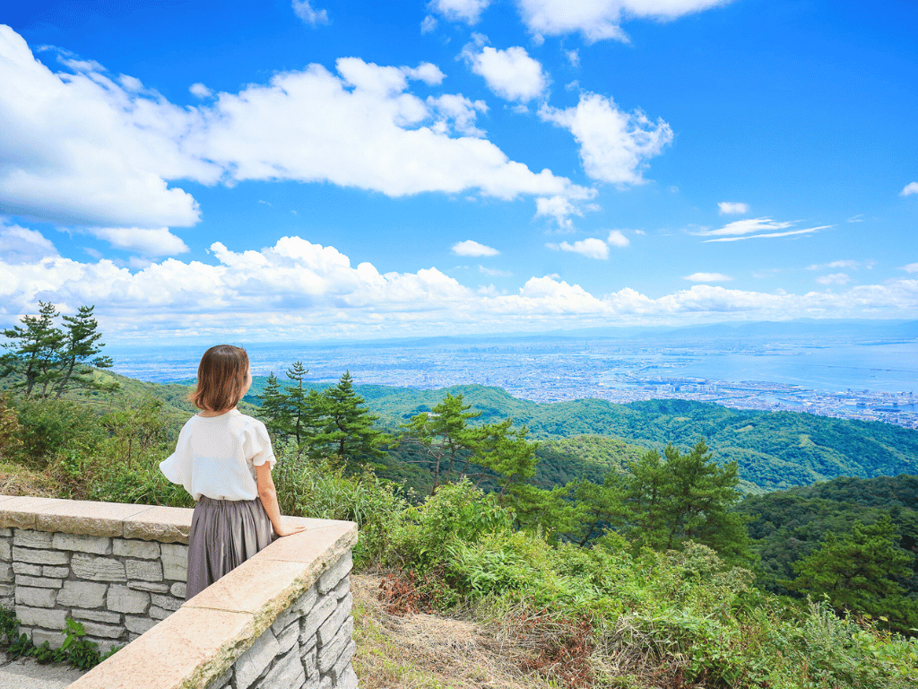 Mount Rokko in hyogo, Japan - Mountain resort area overlooking Kobe featuring hiking trails, gardens, observation decks, and Japan's most famous night views known as the '10-million-dollar night scene.'