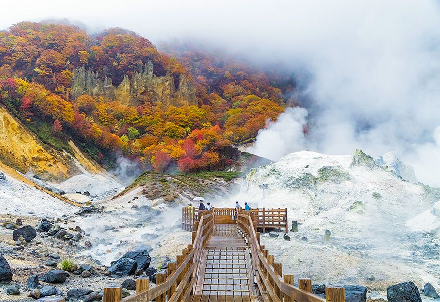Noboribetsu Onsen - Scenic view of this iconic Japanese tourist attraction showcasing its unique architecture and cultural significance