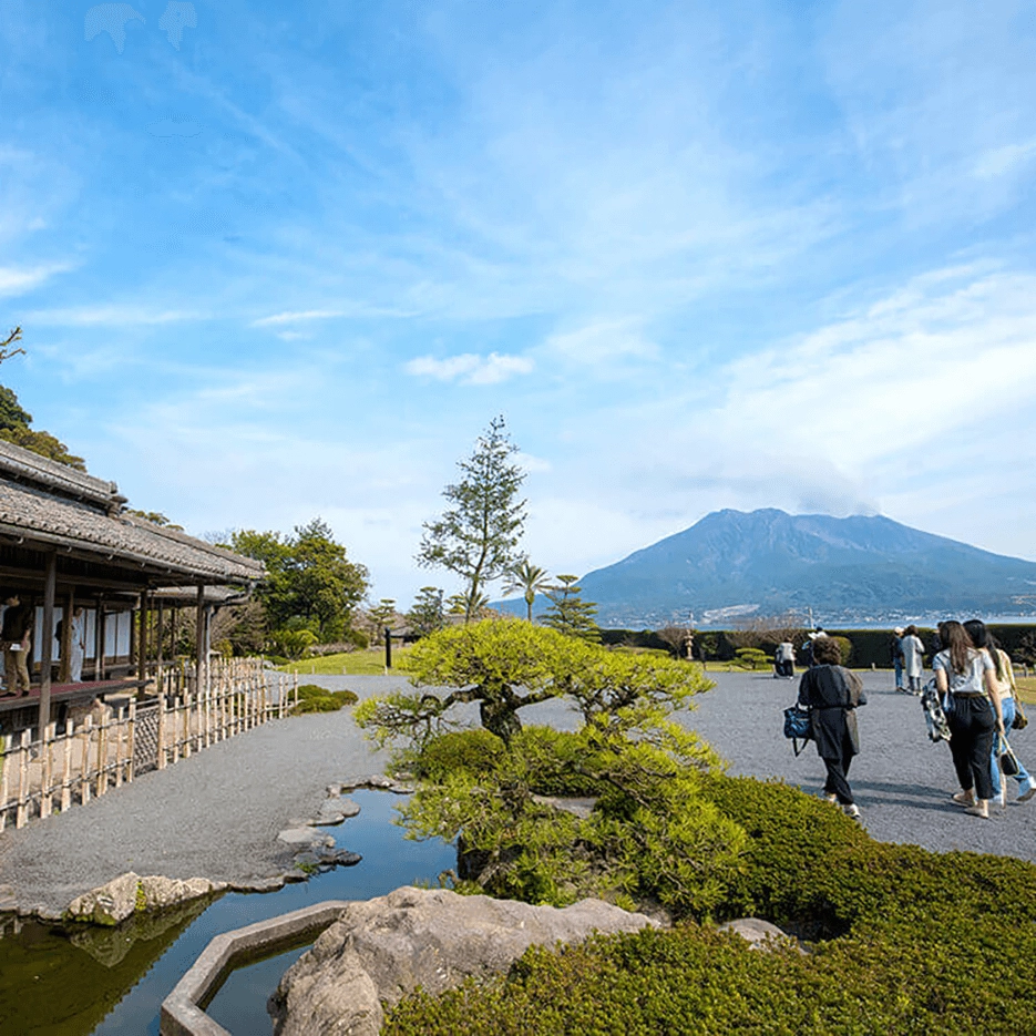 Sengan-en Garden in kagoshima, Japan - Historic daimyo garden with stunning views of Sakurajima volcano, showcasing over 350 years of Japanese landscape design and Satsuma domain heritage.