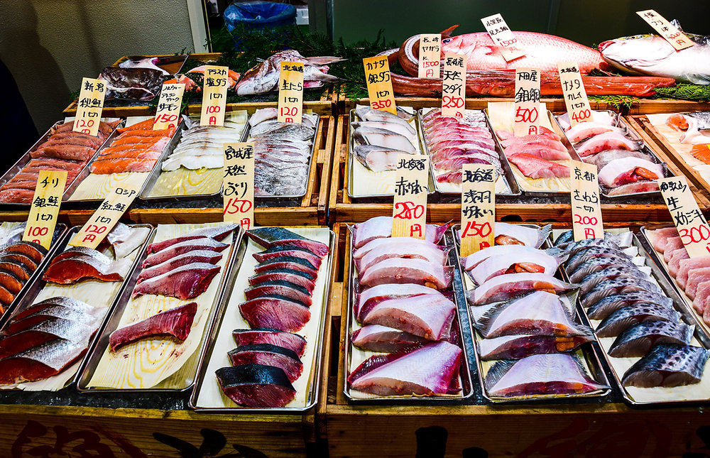 Tsukiji Outer Market in tokyo, Japan - The vibrant outer market of Tokyo's former wholesale fish market, still thriving with fresh seafood, street food, kitchenware shops, and authentic Tokyo food culture.